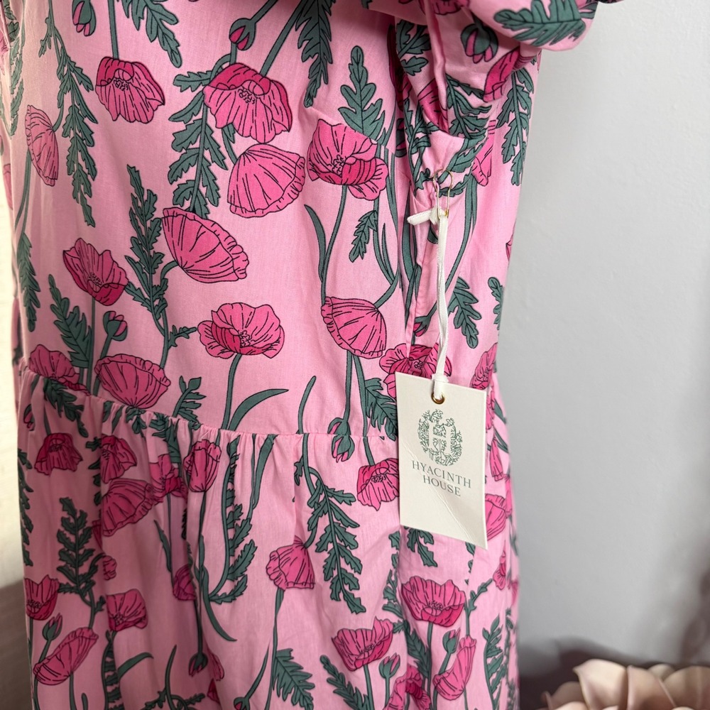 NWT Hyacinth House Pink Amaryllis Floral Cisco Maxi Dress Poppy Pink Women's XL - Picture 6 of 9
